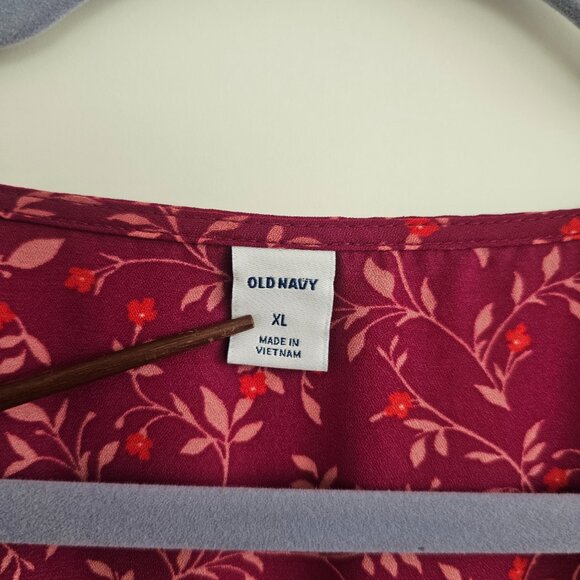 Old Navy Georgette Floral Faux Ruffle Fit & Flare Wrap V Neck Midi Dress - Picture 4 of 9